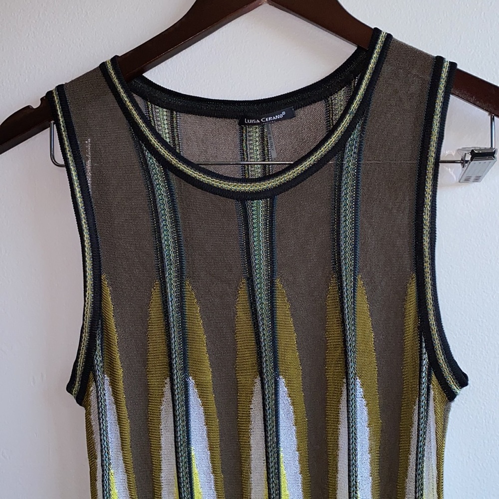 LUISA CERANO Knitted Panelled Cover Up Dress in Multi Color Small Fun Beach Club - Picture 7 of 12